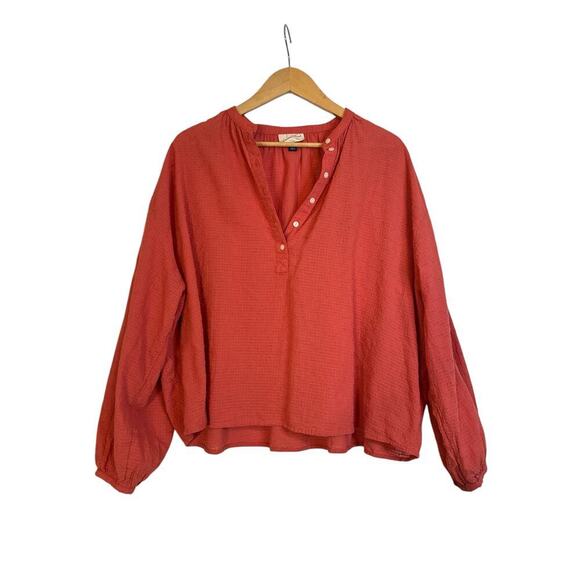 Universal Thread Women's Balloon Long Sleeve Popover Poet Blouse Size M Orange - Picture 2 of 10